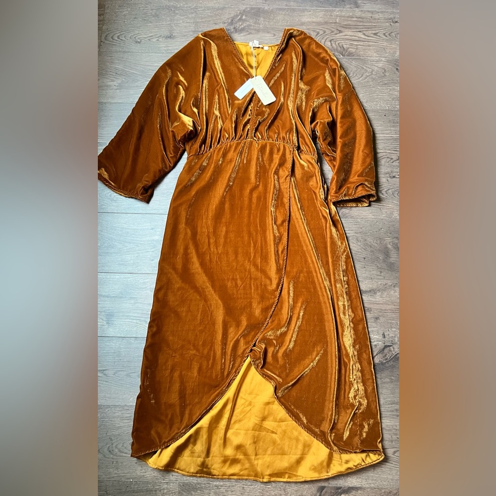 Let Me Be Velvet Dress in Gold